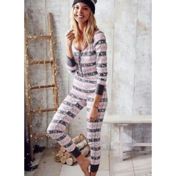 Victoria’s Secret Pink and Grey Waffle Sleep Shirt